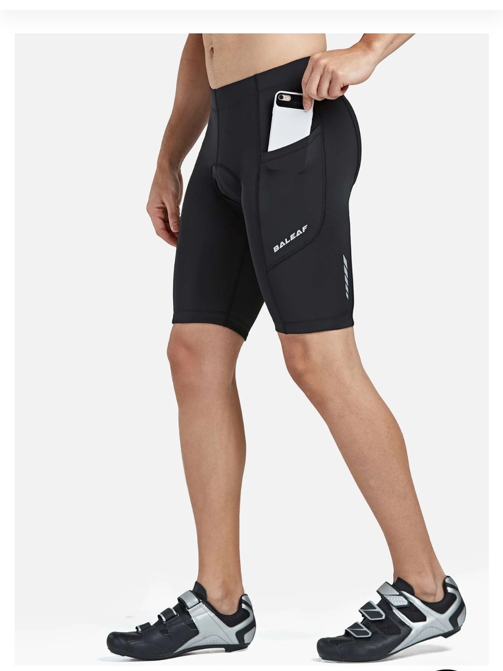 Baleaf Black Men's Cycling Shorts with Side Phone Pocket XL